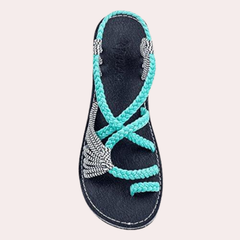 Colourful Ladies Beach Sandals – Rivka-Blue White-3.5-State of Style