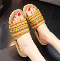 Colourful Ladies Boho Beach Slippers – Livia-Yellow-3-State of Style