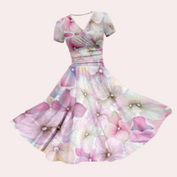 Colourful Midi Dress with V-Neck - Selina-Light pink-XS-State of Style