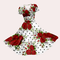 Colourful Midi Dress with V-Neck - Selina-White-XS-State of Style