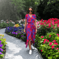 Colourful Summer Dress - Luna-Red/Blue-S-State of Style