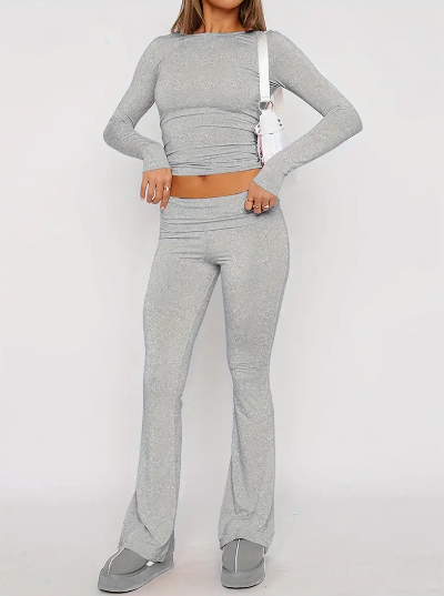 Comfortable 2-Piece Flare Set – Nova-Grey-XS-State of Style