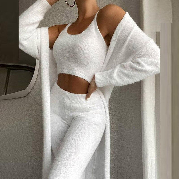 Comfortable 3-Piece Loungewear Set | Women's Relaxed Fit Homewear-White-S-State of Style