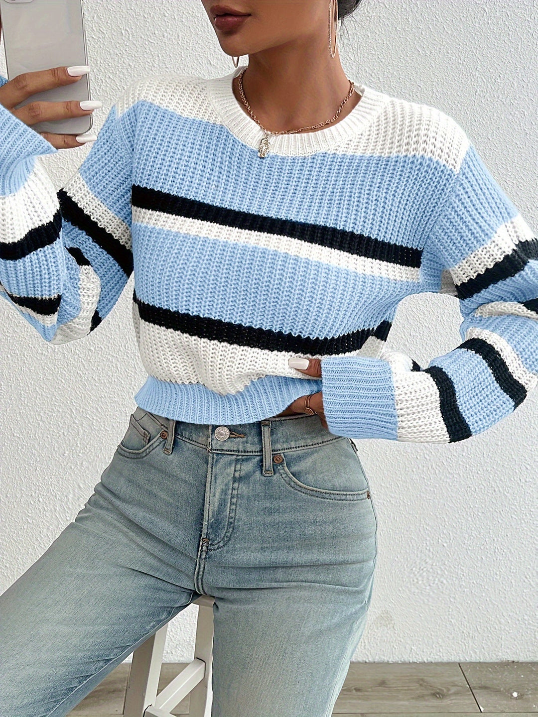 Comfortable and Stylish Knitted Jumper - Sienna-Blue-S-State of Style