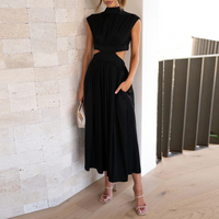 Comfortable and Stylish Stretch Dress - Mira-Black-S-State of Style