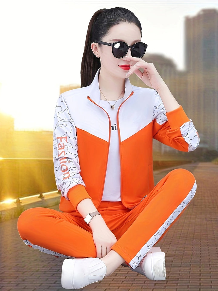 Comfortable and Stylish Tracksuit for Women - Sabine-Orange - Orange-M-State of Style