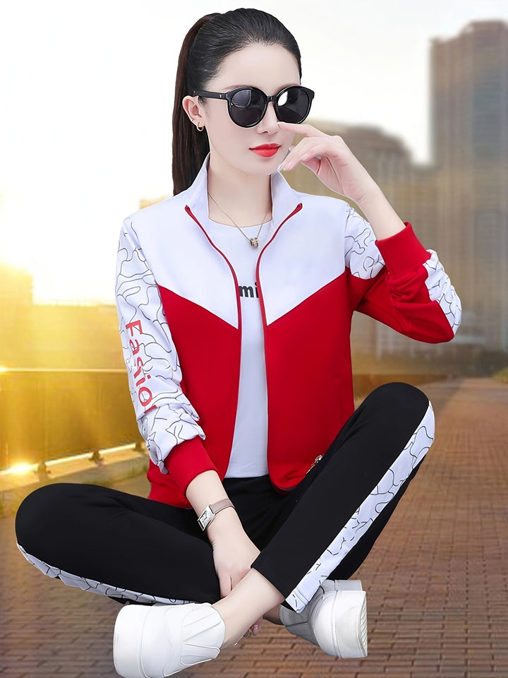 Comfortable and Stylish Tracksuit for Women - Sabine-Orange - White-M-State of Style
