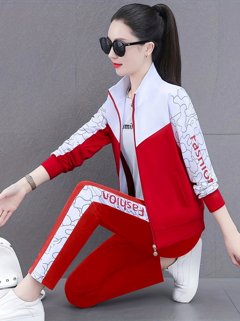 Comfortable and Stylish Tracksuit for Women - Sabine-Orange - White-M-State of Style
