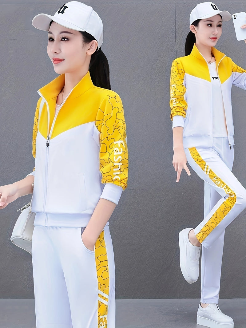 Comfortable and Stylish Tracksuit for Women - Sabine-Yellow - White-M-State of Style