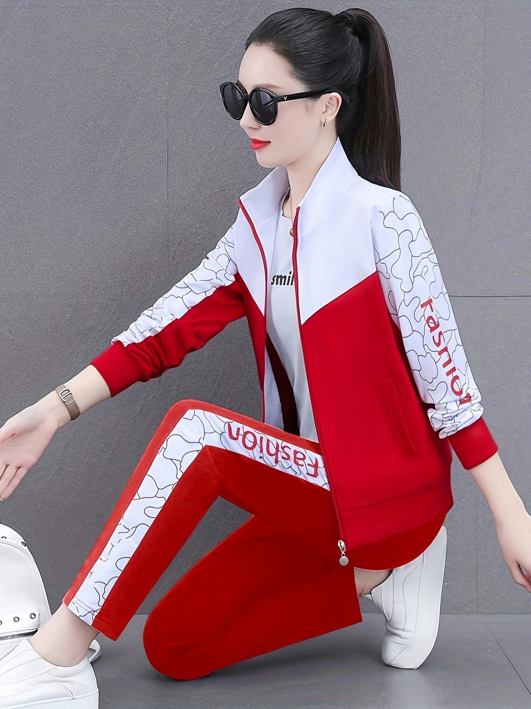 Comfortable and Stylish Women's Tracksuit - Sabine-Orange - White-M-State of Style