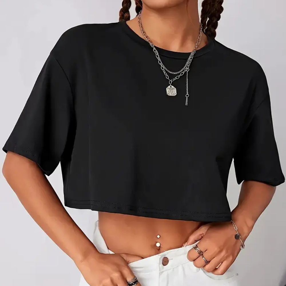 Comfortable Black T-shirt for Women - Livia-XS-State of Style