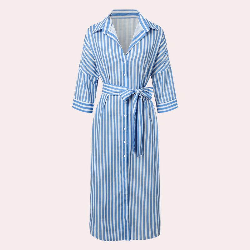 Comfortable Button-Down Dress - Noa-Blue-2XS-State of Style