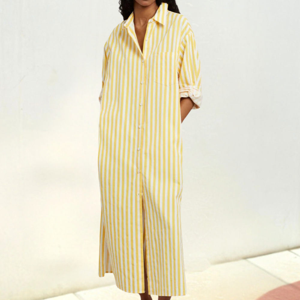 Comfortable Button-Down Dress - Noa-Yellow-2XS-State of Style
