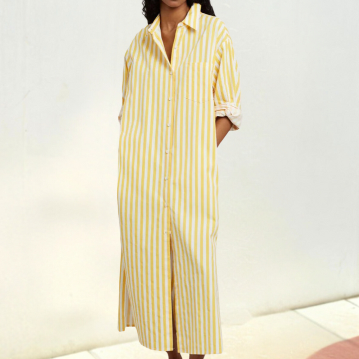 Comfortable Button-Down Dress - Noa-Yellow-2XS-State of Style