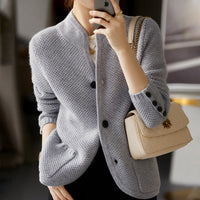 Comfortable Cashmere Ladies Cardigan - Isabella-Grey-M-State of Style
