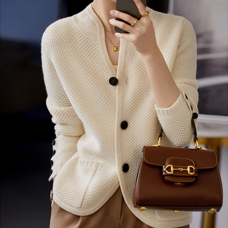 Comfortable Cashmere Women's Cardigan - Isabella-Beige-M-State of Style
