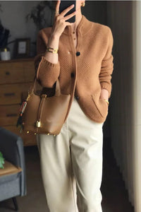 Comfortable Cashmere Women's Cardigan - Isabella-Brown-M-State of Style