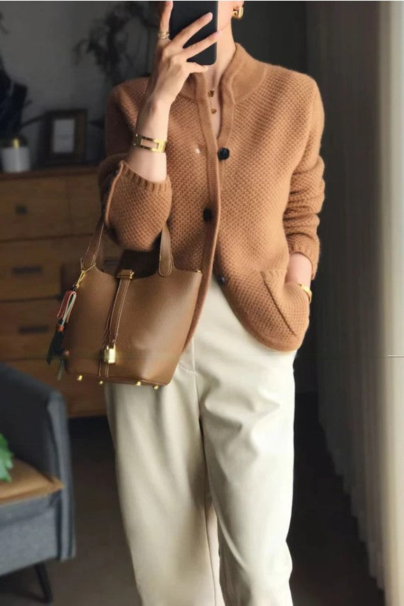 Comfortable Cashmere Women's Cardigan - Isabella-Brown-M-State of Style