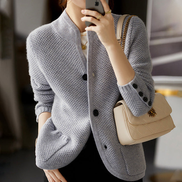 Comfortable Cashmere Women's Cardigan - Isabella-Grey-M-State of Style