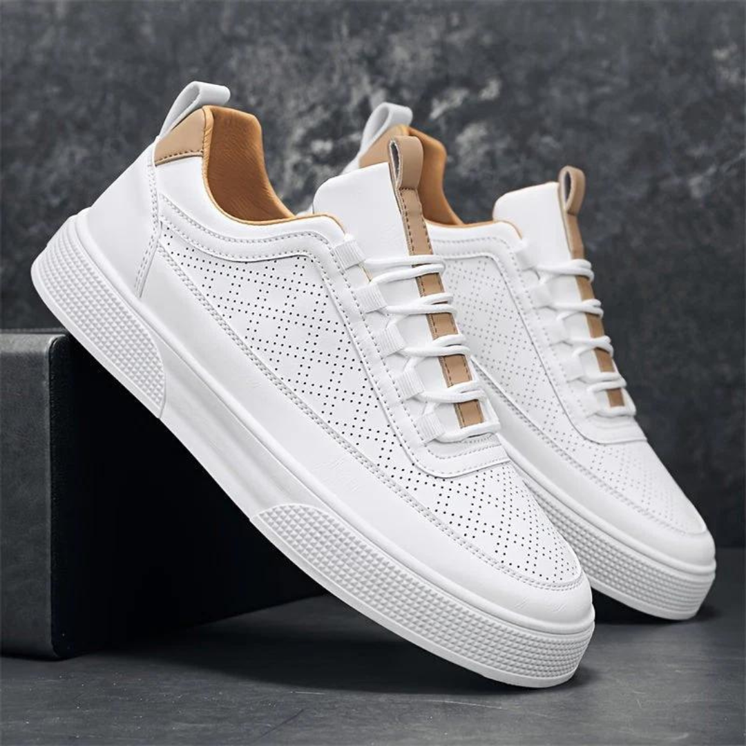Comfortable Casual Men’s Sneakers – UrbanEase-White & Brown-7-State of Style