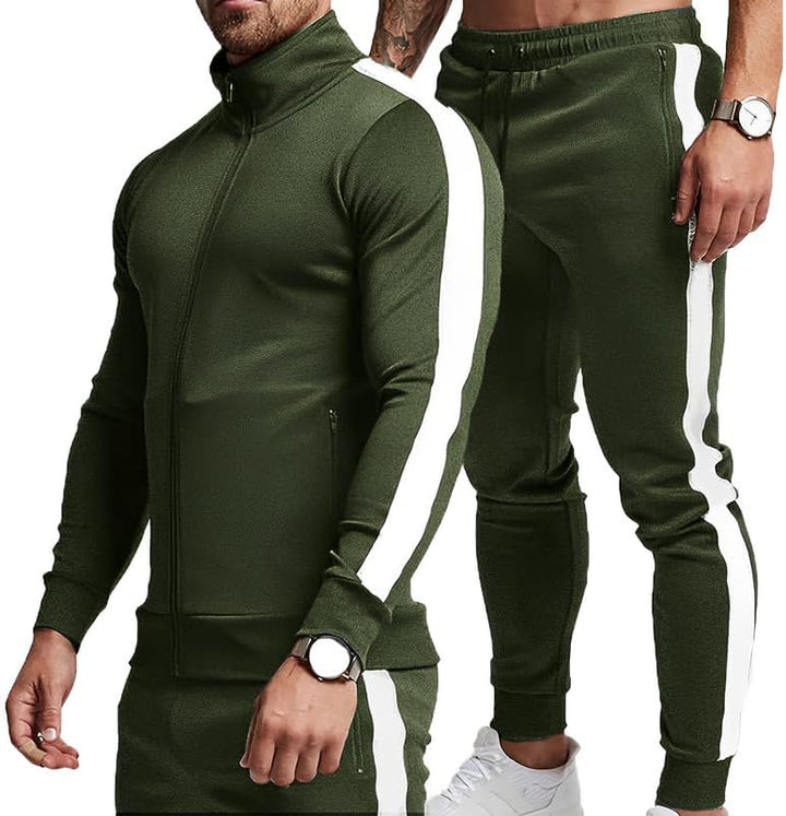 Comfortable Casual Men's Tracksuit - Logan-Green/White-S-State of Style