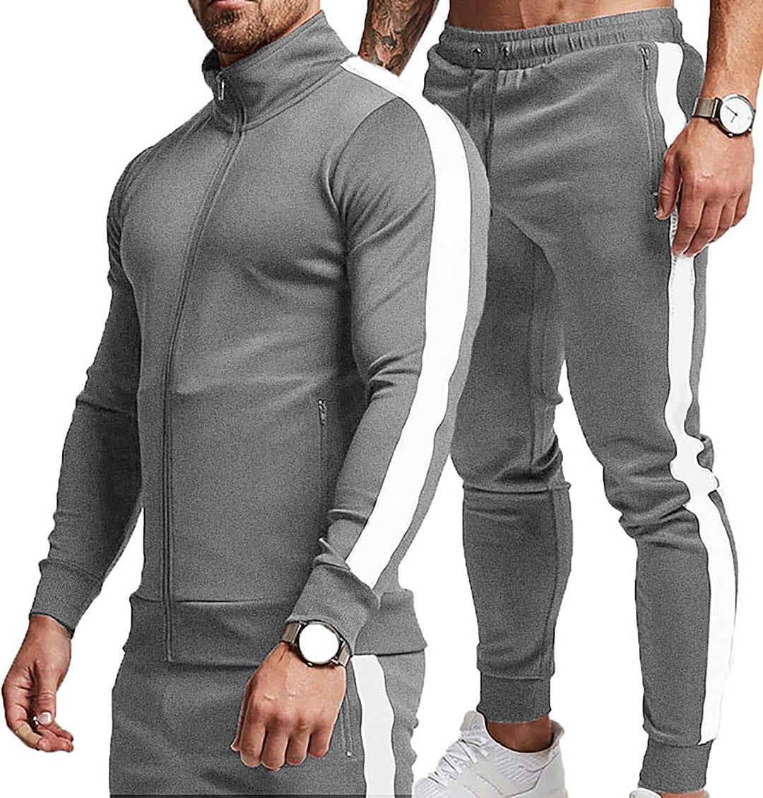 Comfortable Casual Men's Tracksuit - Logan-Grey/White-S-State of Style