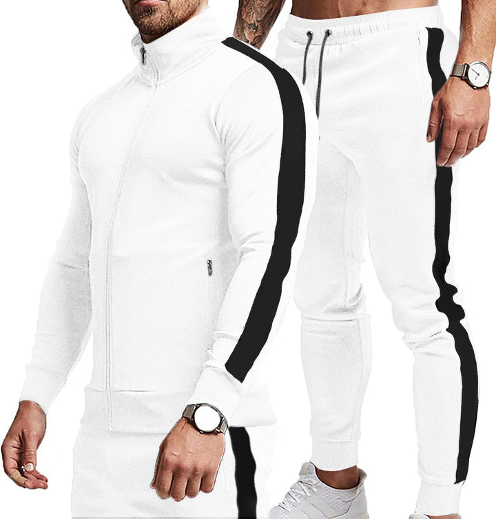 Comfortable Casual Men's Tracksuit - Logan-White/Black-S-State of Style