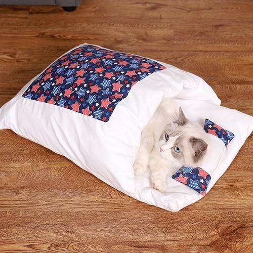 Comfortable Cat Sleeping Bag - SnugKitty-Blue Stars-S-State of Style