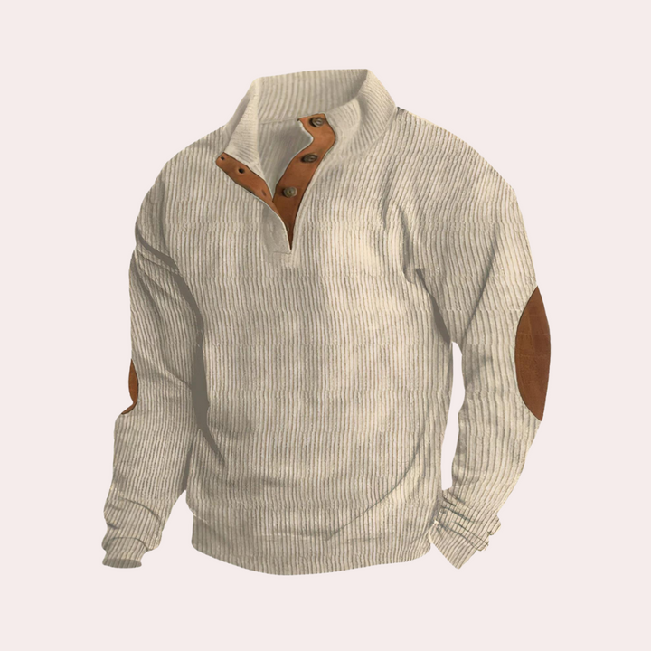 Comfortable Corduroy Sweater for Men - Milan-Khaki-S-State of Style