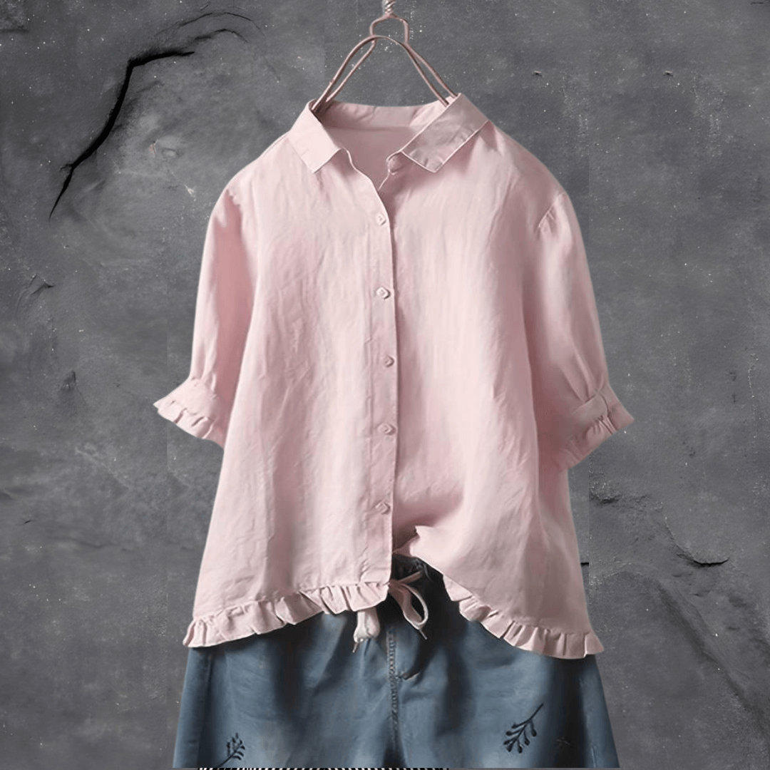 Comfortable Cotton Blouse for Women - Elena-Pink-M-State of Style