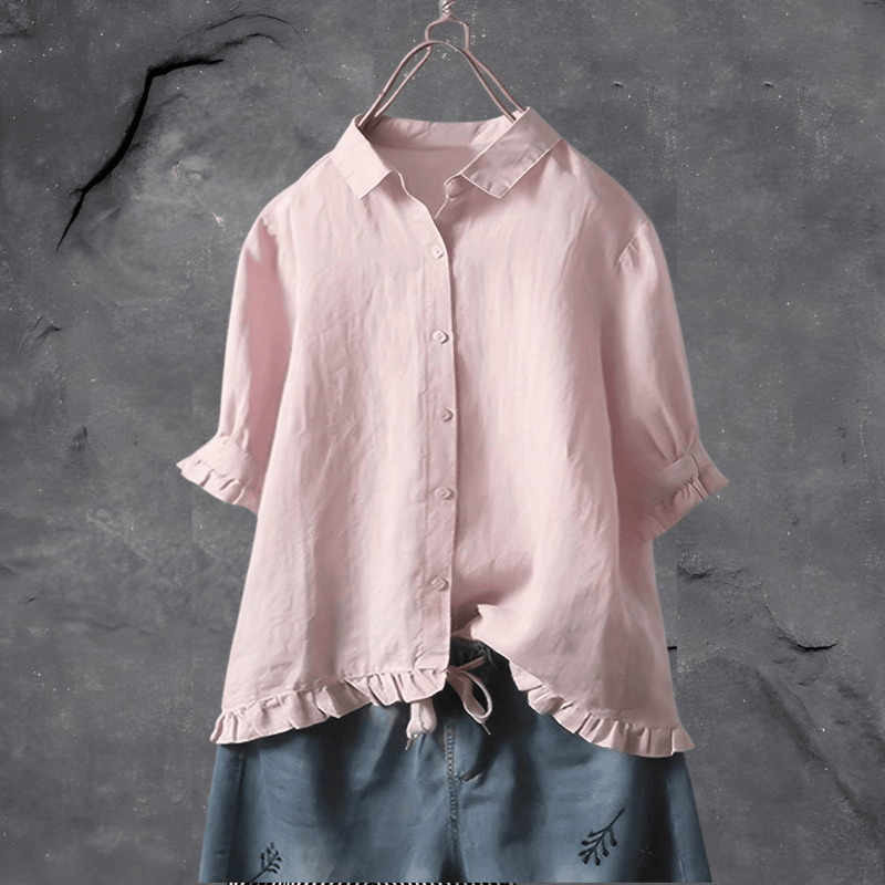 Comfortable Cotton Blouse for Women - Elena-Pink-M-State of Style