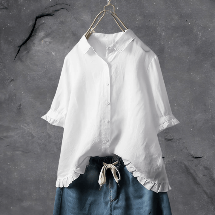 Comfortable Cotton Blouse for Women - Elena-White-M-State of Style