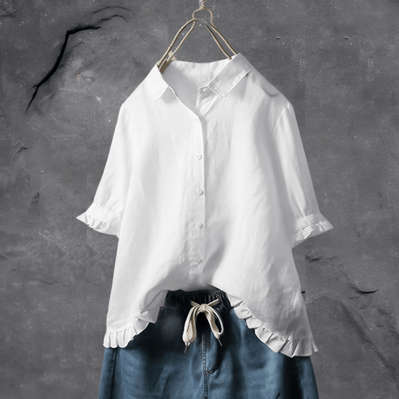 Comfortable Cotton Blouse for Women - Elena-White-M-State of Style