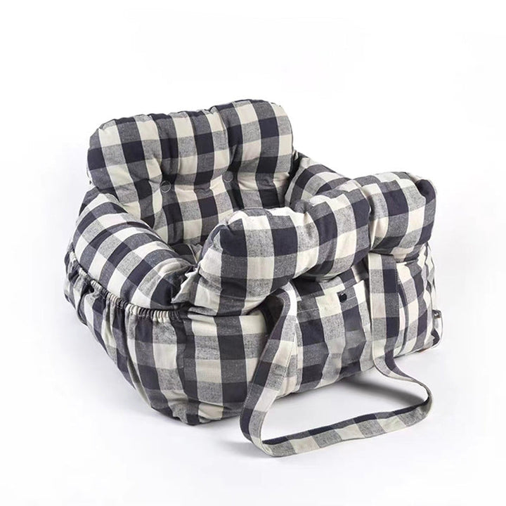 Comfortable Dog Bed for the Car - TravelPaw-Black and White Checked-State of Style