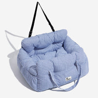 Comfortable Dog Bed for the Car - TravelPaw-Blue and White Striped-State of Style