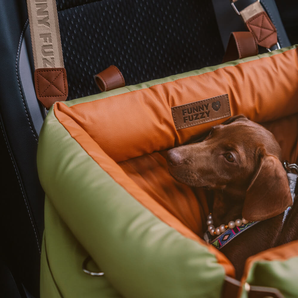 Comfortable Dog Car Seat - PawLuxury-Orange Green-State of Style