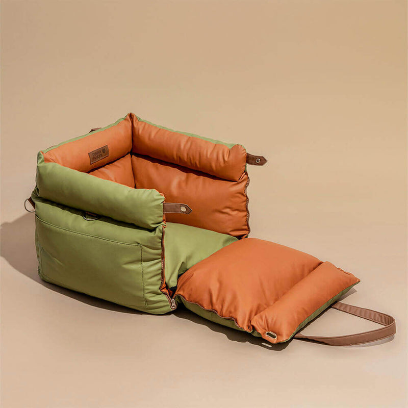 Comfortable Dog Car Seat - PawLuxury-Orange Green-State of Style