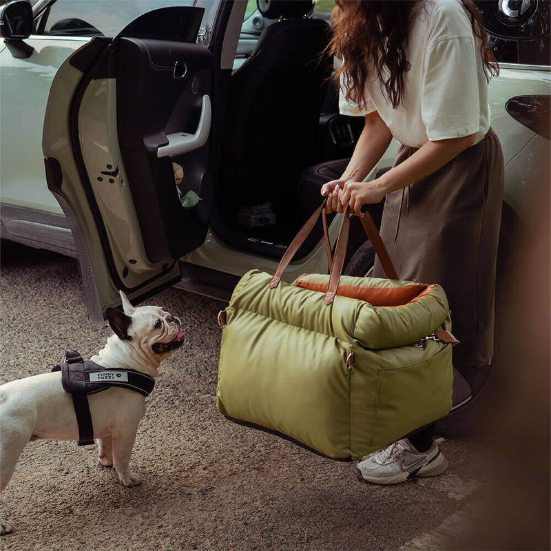 Comfortable Dog Car Seat - PawLuxury-Orange Green-State of Style