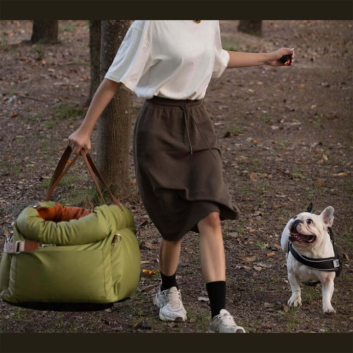 Comfortable Dog Car Seat - PawLuxury-Orange Green-State of Style