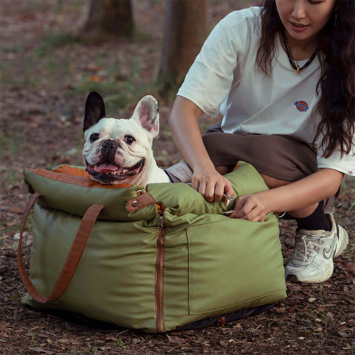 Comfortable Dog Car Seat - PawLuxury-Orange Green-State of Style