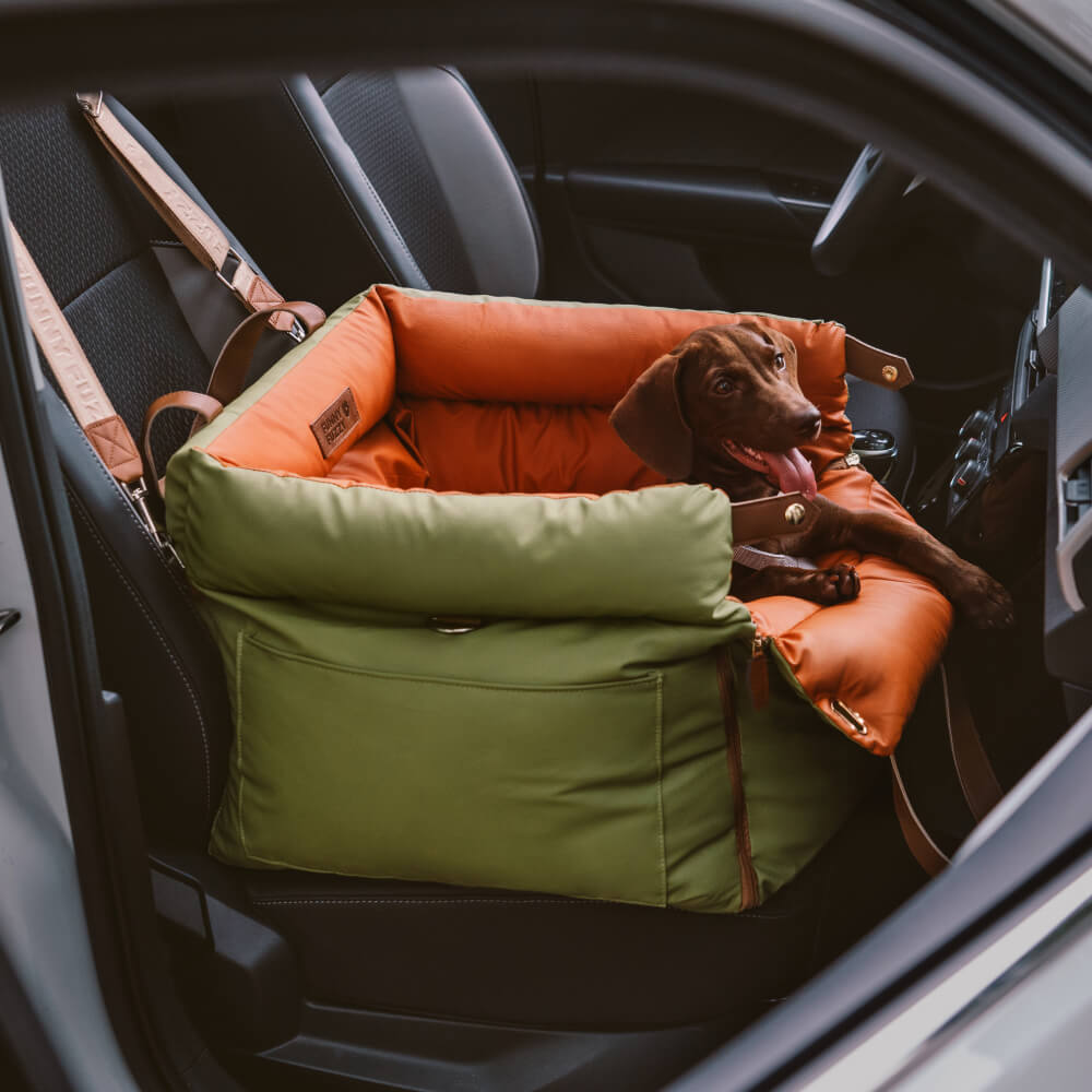 Comfortable Dog Car Seat - PawLuxury-Orange Green-State of Style