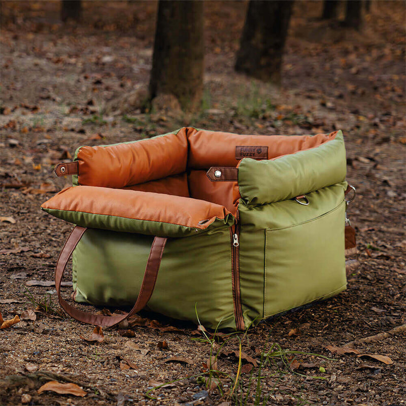 Comfortable Dog Car Seat - PawLuxury-Orange Green-State of Style