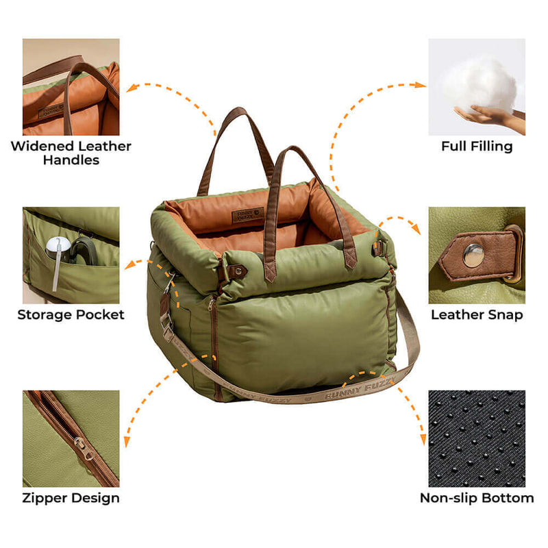 Comfortable Dog Car Seat - PawLuxury-Orange Green-State of Style