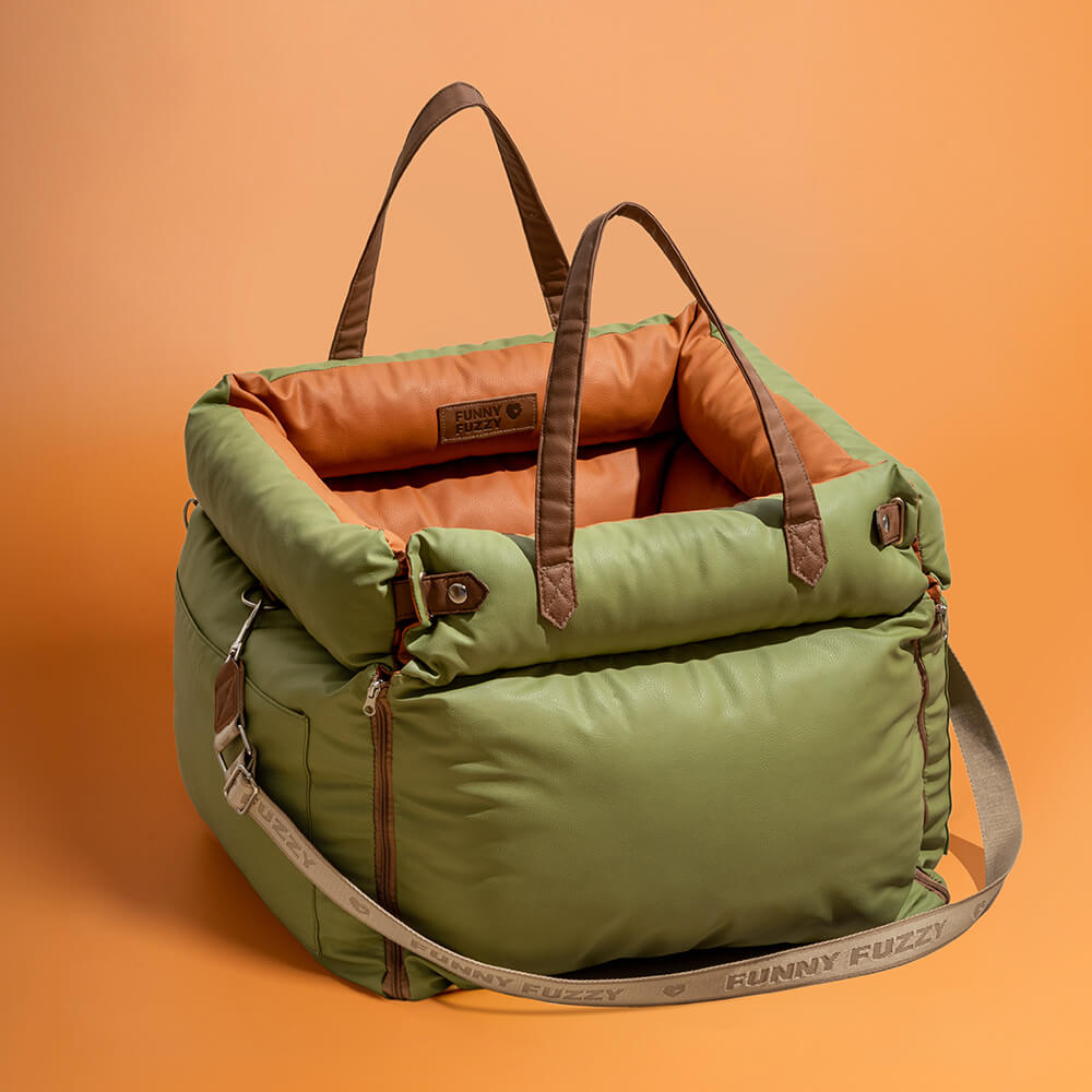Comfortable Dog Car Seat - PawLuxury-Orange Green-State of Style