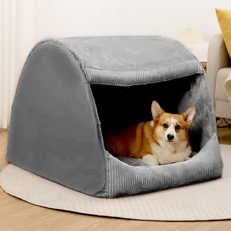 Comfortable Dog Tent Bed - CozyCave-Grey-M-State of Style