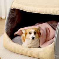 Comfortable Dog Tent Bed - CozyCave-Khaki-M-State of Style