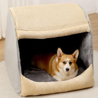 Comfortable Dog Tent Bed - CozyCave-Khaki-M-State of Style