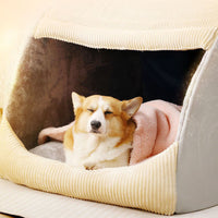 Comfortable Dog Tent Bed - CozyCave-Khaki-M-State of Style