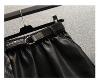 Comfortable Faux Leather Shorts with Elastic Waistband for Women-Green-2XL-State of Style