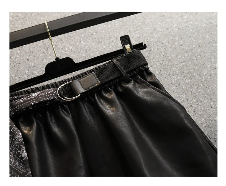 Comfortable Faux Leather Shorts with Elastic Waistband for Women-Green-2XL-State of Style